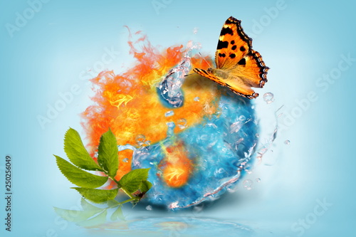 Jing jang water fire Wallpaper Mural