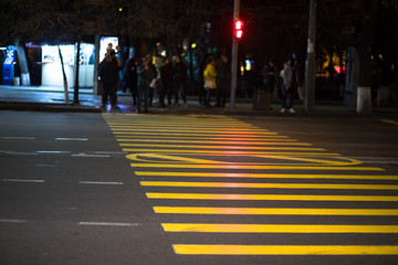 Wall Mural - Night view of Crosswalk zebra