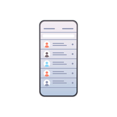 Wall Mural - contact list of people social network concept smartphone select contacts screen chatting and messagi