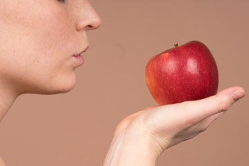 Wall Mural - girl with an apple