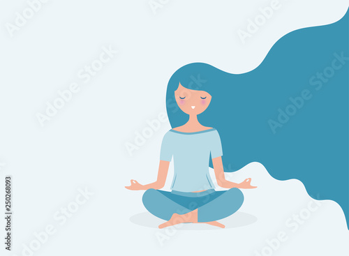Fotomural Young woman meditating vector