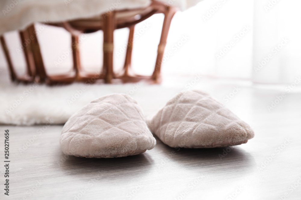 Soft slippers on floor