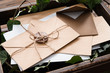 Many letters in box, closeup