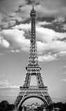 Fototapeta Boho - Eiffel Tower symbol of Paris in France in black and white