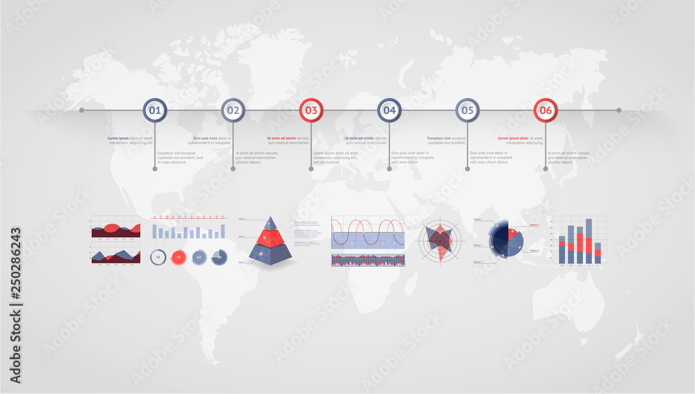 Visual Timeline Map Timeline Timeline vector infographic. World map Stock Vector | Adobe Stock