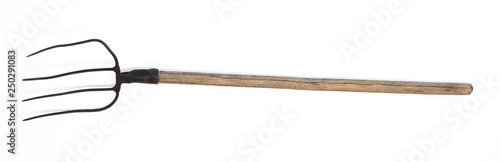Fotomural old pitchfork on white isolated background