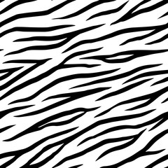 Wall Mural - Seamless zebra pattern. Animal print. Black and white stripes.