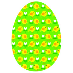 Poster - green Easter egg shape with chick pattern