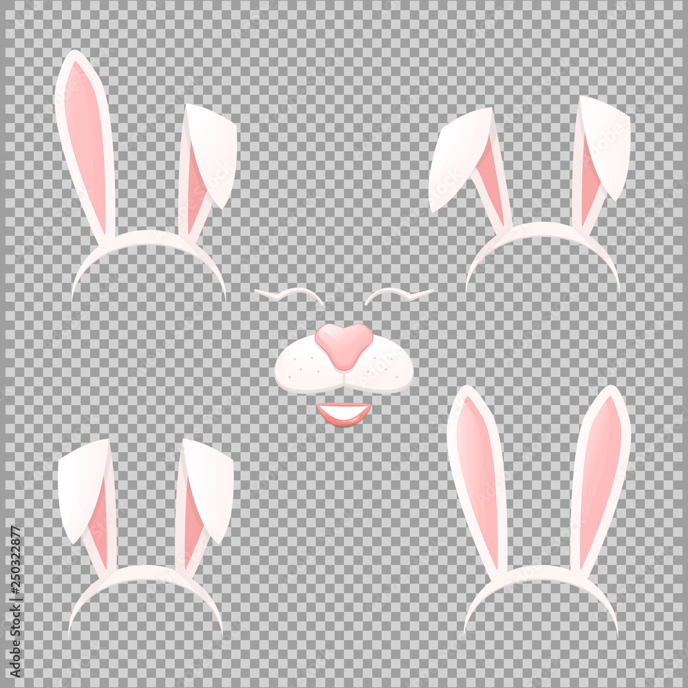 Vector Bunny ears mask set cartoon illustration isolated Stock Vector ...