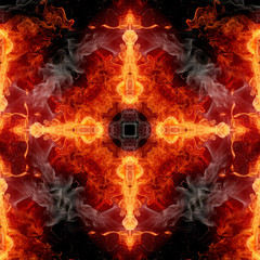 Canvas Print - abstract artistic glorifying religious smoky fiery energetic cross artwork on a black background