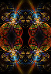 Canvas Print - unique computer generated smooth abstract multicolored energetic fractals artwork background