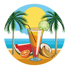 Wall Mural - tropical cocktail drink icon