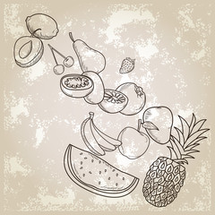 Canvas Print - hand drawn fruits