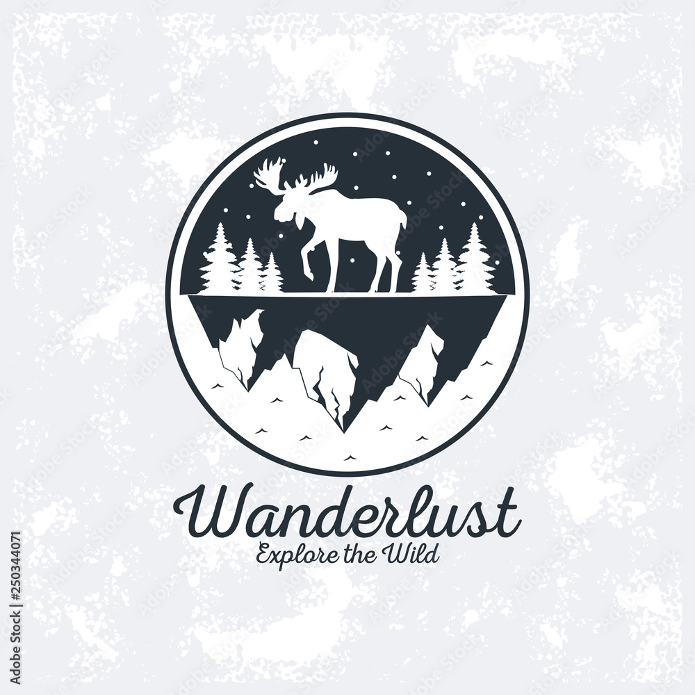 wanderlust adventure logo - obrazy, fototapety, plakaty 