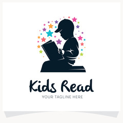 Wall Mural - Kids Reading Logo Design Template Inspiration