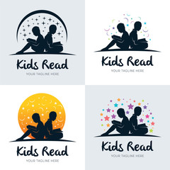 Sticker - Collection of Kids Reading Logo Set Design Template Inspiration