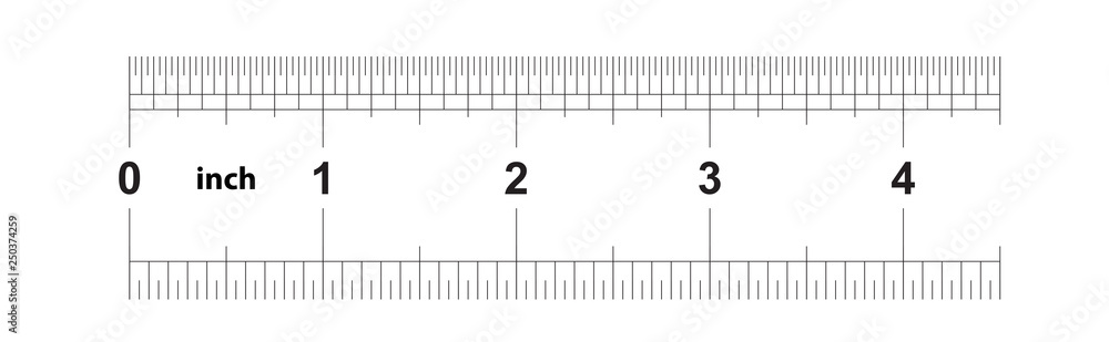 4 Inches Ruled Ruler 4 inches imperial. Ruler 4 inches metric. Precise measuring tool ...