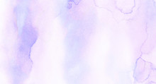 Abstract Grunge Violet Gradient Violet Water Color Artistic Brush Paint Splash Background. Vintage Light Purple Watercolor Paint Hand Drawn Illustration With Paper Grain Texture For Aquarelle Design.