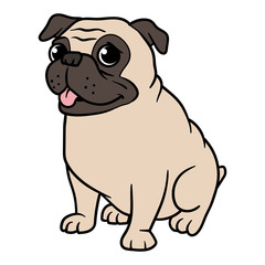 Wall Mural - Vector Cartoon Pug Dog