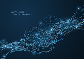 Wall Mural - Futuristic abstract wave dot gradient line and illuminated light ball template background