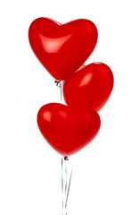 Wall Mural - Air Balloons. Bunch of red heart shaped foil balloons