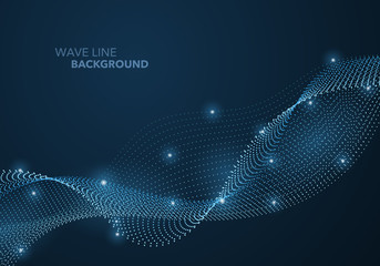 Wall Mural - Futuristic abstract wave dot gradient line and illuminated light ball template background