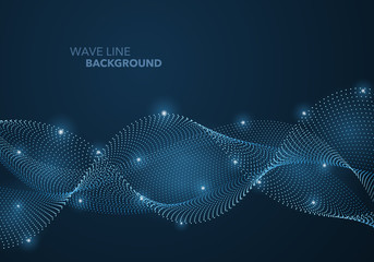 Wall Mural - Futuristic abstract wave dot gradient line and illuminated light ball template background