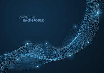 Wall Mural - Futuristic abstract wave dot gradient line and illuminated light ball template background