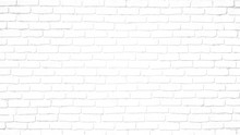 Realistic Light White Brick Wall Background. Distressed Overlay Texture Of Old Brickwork, Grunge Abstract Halftone Pattern. Texture For Template, Layout, Poster, Fabric And Different Print Production.