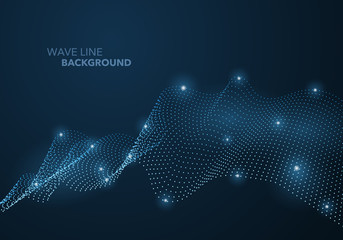 Wall Mural - Futuristic abstract wave dot gradient line and illuminated light ball template background