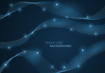 Wall Mural - Futuristic abstract wave dot gradient line and illuminated light ball template background