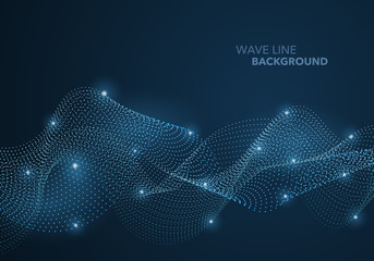 Wall Mural - Futuristic abstract wave dot gradient line and illuminated light ball template background