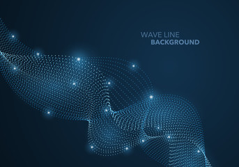 Wall Mural - Futuristic abstract wave dot gradient line and illuminated light ball template background