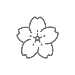 Sticker - Sakura flower line icon.