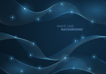 Wall Mural - Futuristic abstract wave dot gradient line and illuminated light ball template background