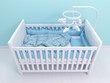 Image of white baby cot with decor