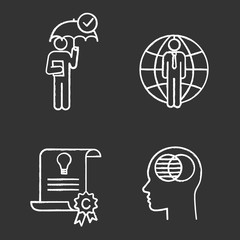 Sticker - Business ethics chalk icons set