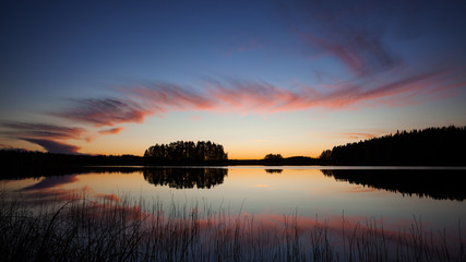 Beautiful clouds and lake landscape after sunset