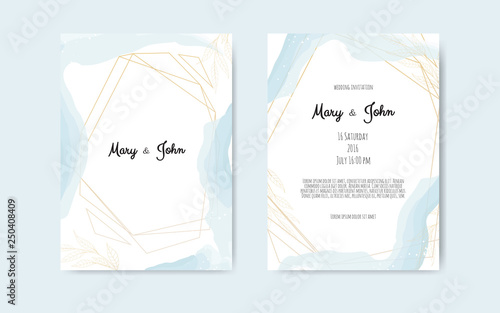 wedding set with beautiful hand drawn watercolor background.