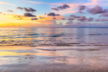 Wall Mural - Colorful sunset sunrise sky, cloud and ocean