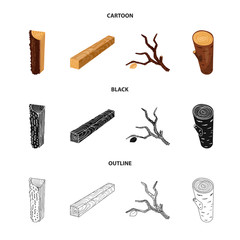 Vector illustration of tree   and raw  icon. Collection of tree   and construction vector icon for stock.