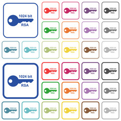 Wall Mural - 1024 bit rsa encryption outlined flat color icons