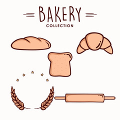 Wall Mural - Bakery and Dessert Icon Set, Collection, Logo, Sign, Template, Emblem, Flat Vector Design Set