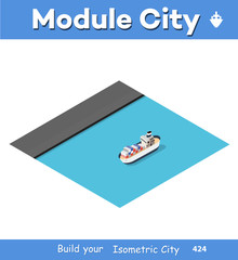 Wall Mural - Isometric port cargo ship