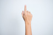 © PBXStudio - Woman hand pointing at something on a white background.