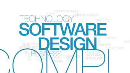Wall Mural - software design animated word cloud. kinetic typography.