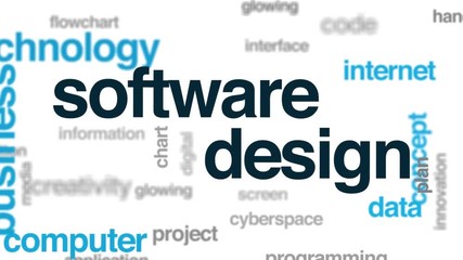 Wall Mural - software design animated word cloud. kinetic typography.