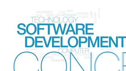 Wall Mural - software development animated word cloud. kinetic typography.