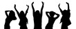 silhouettes of party people dancing isolated on white