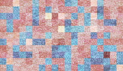 Wall Mural - Abstract mosaic background with elements of drops and paint. chaos on square tiles. pastel colors